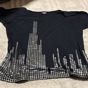 Black and Silver Embellished Women's Top